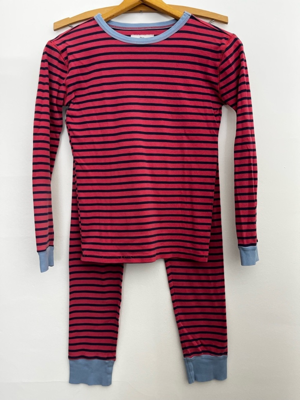Crewcuts Kids 14 Cotton Striped Pajama Set Red Navy Pants Long Sleeve Unisex